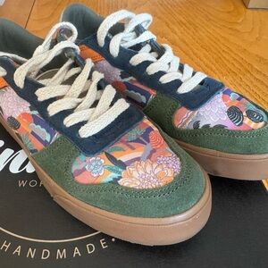 Inkkas Orange and green Floral Sneakers
